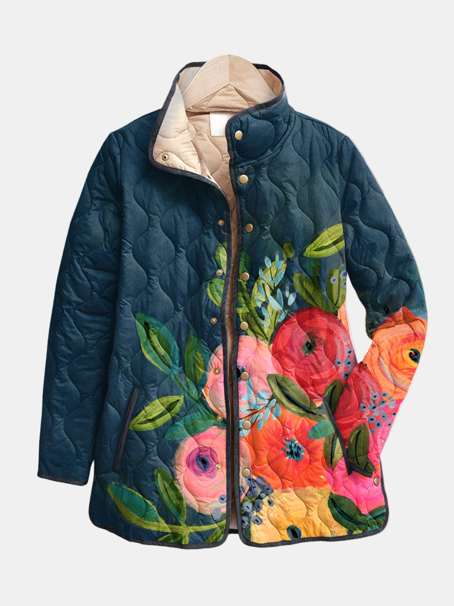 Élan Urbain™ | Veste Matelassée Imprimée Florale Vintage
