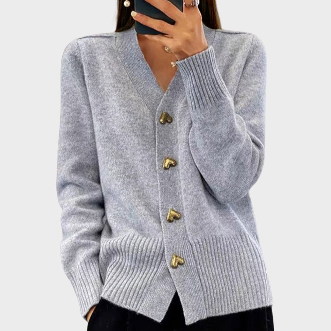 Élan Urbain™ | Cardigan élégant avec boutons en forme de cœur