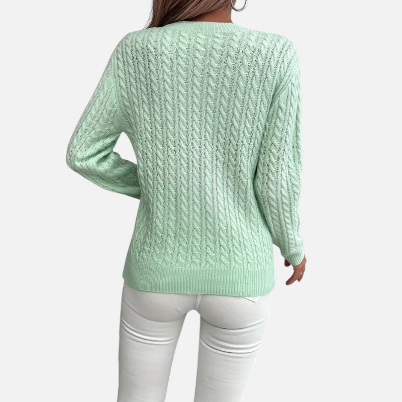 Élan Urbain™ | Pull à col rond et manches longues en maille torsadée pour femme