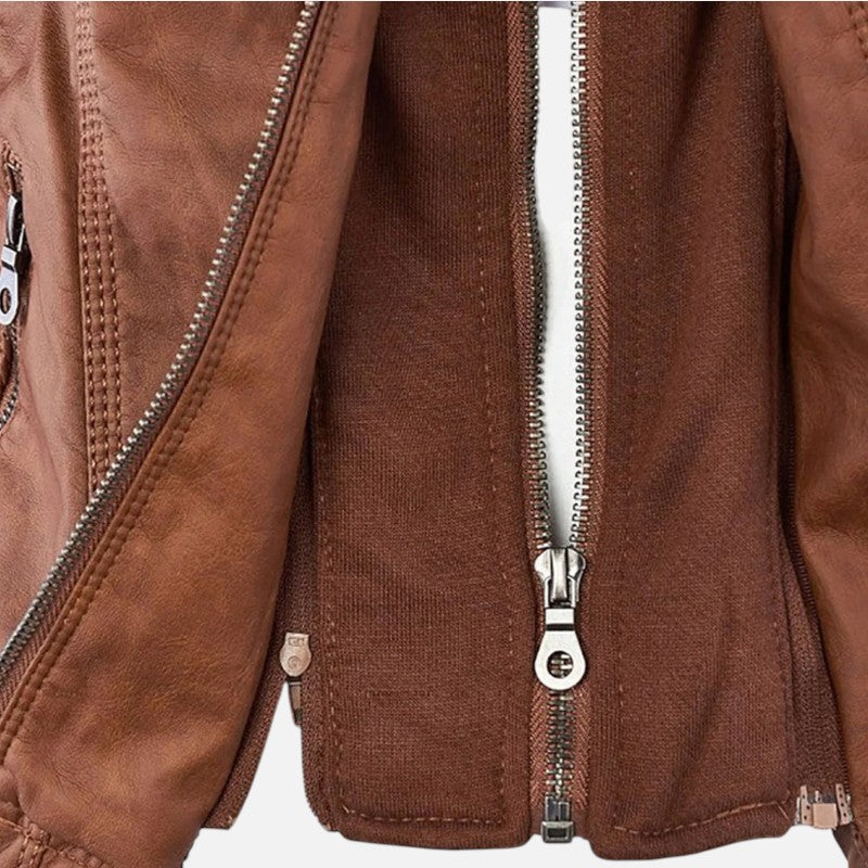 Élan Urbain™ | Veste en Cuir avec Capuche