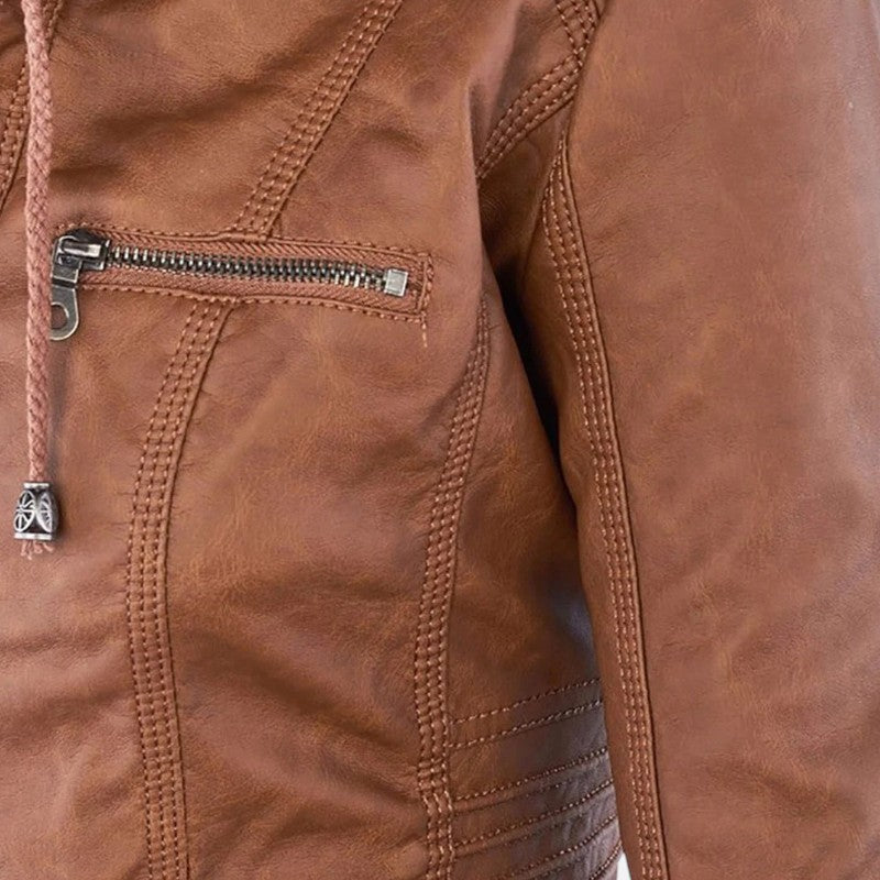 Élan Urbain™ | Veste en Cuir avec Capuche
