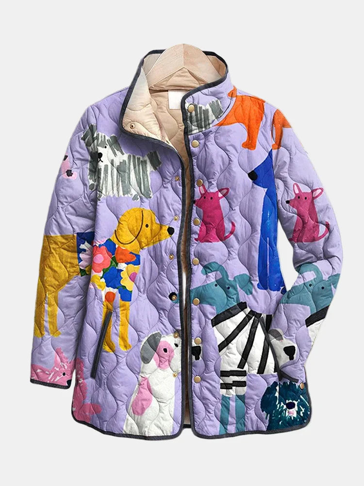 Élan Urbain™ | Veste matelassée décontractée avec imprimé chien