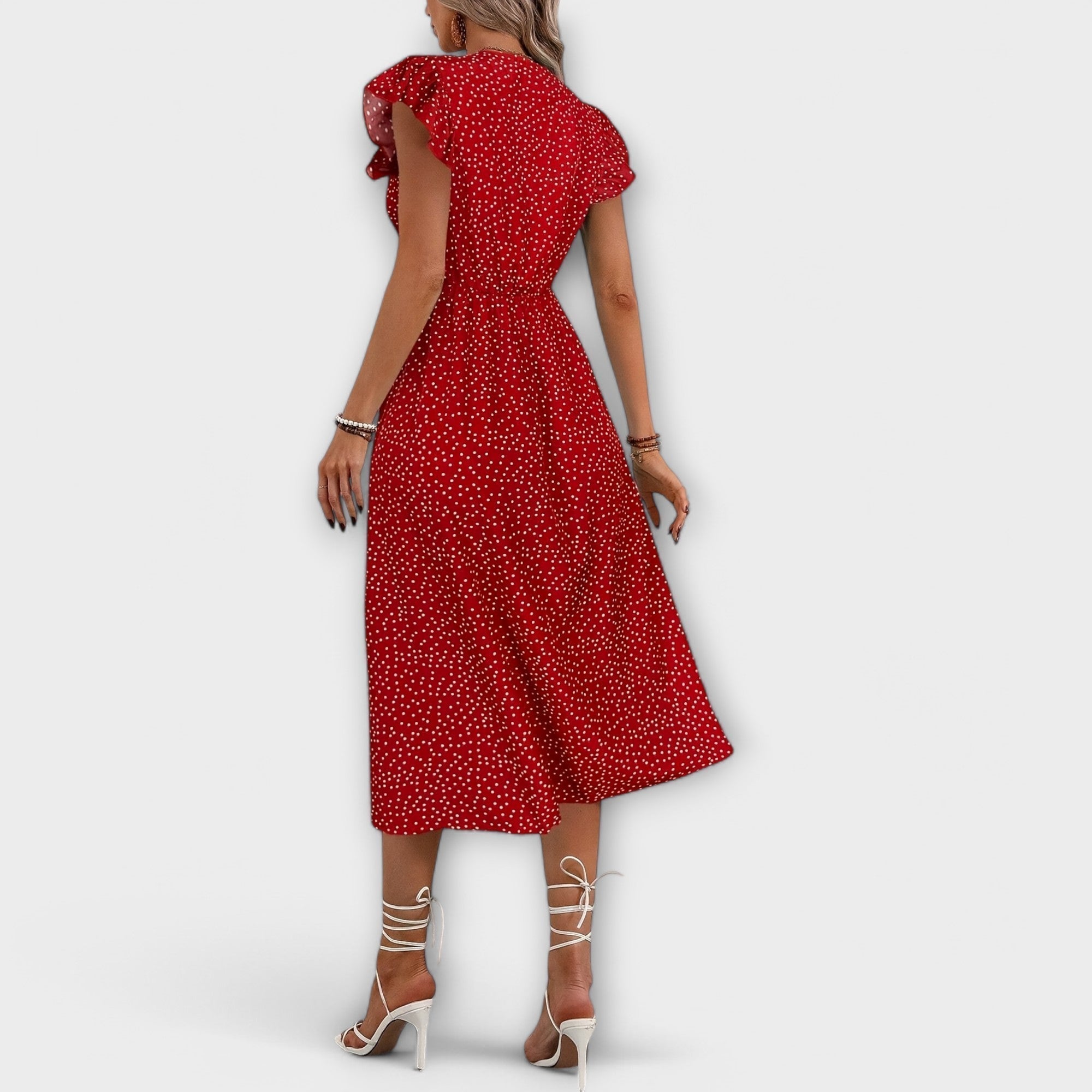 Élan Urbain™ | Chic Robe Midi à Pois pour Femmes