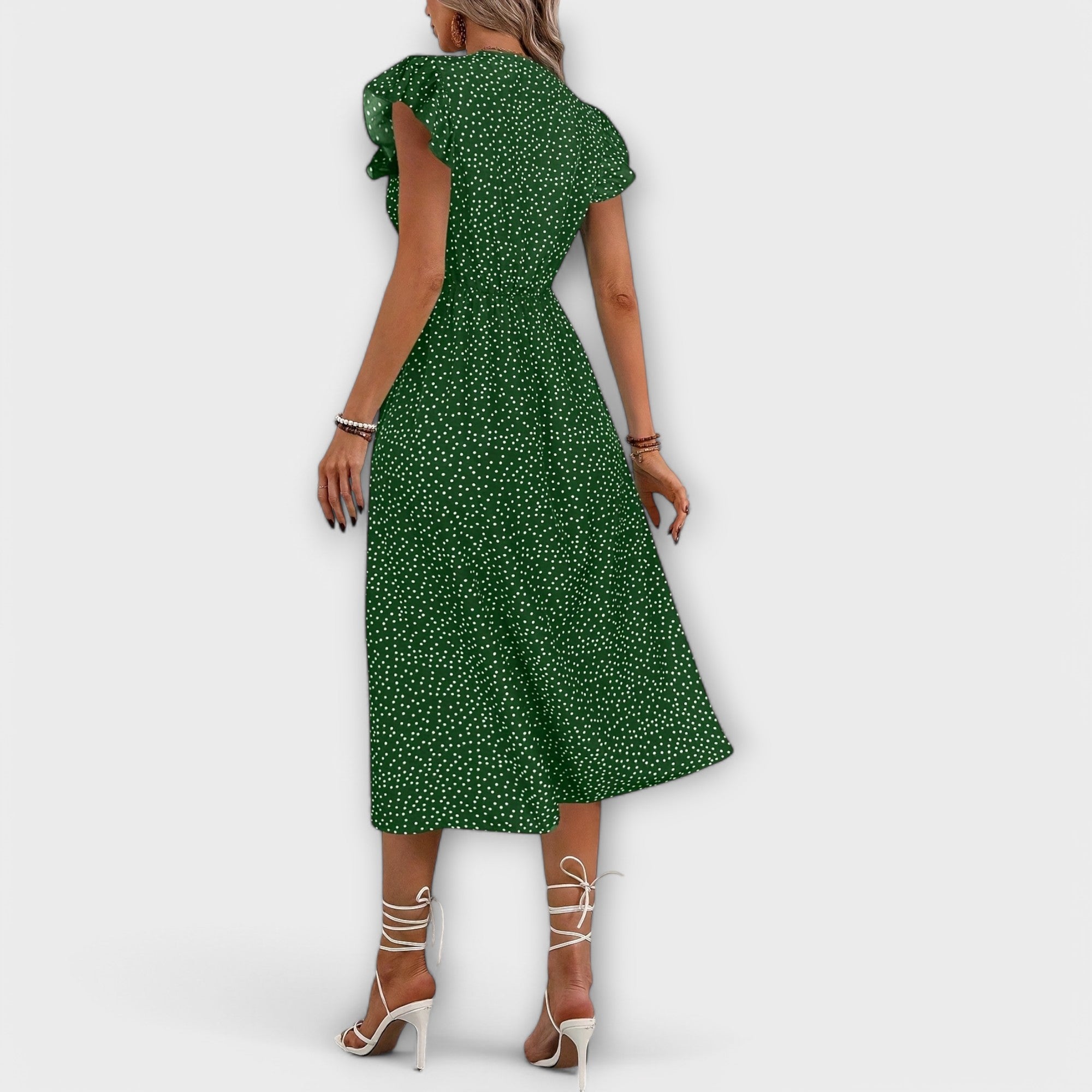 Élan Urbain™ | Chic Robe Midi à Pois pour Femmes
