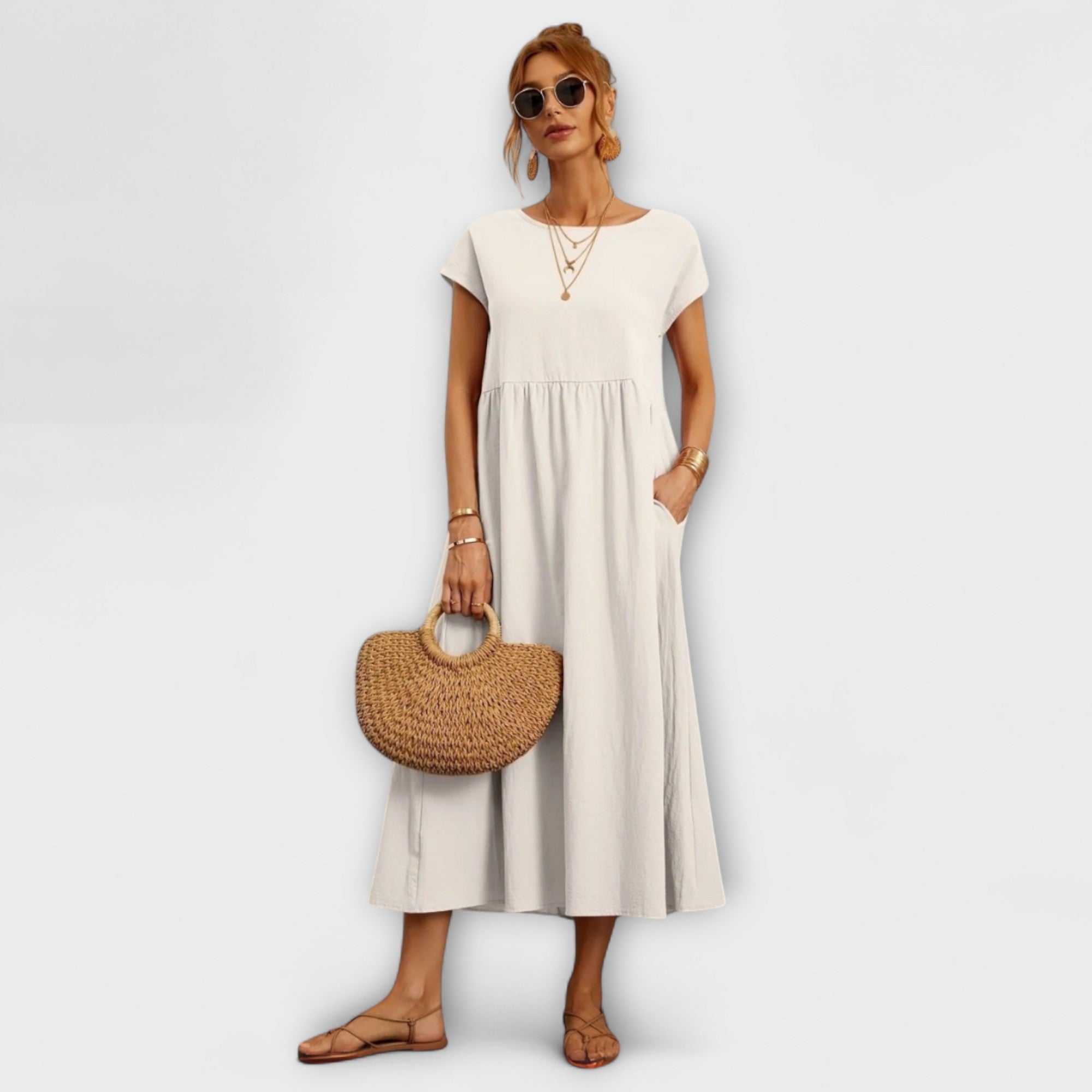 Élan Urbain™ | Robe Élégante à Encolure Ronde sans Manches pour Femmes