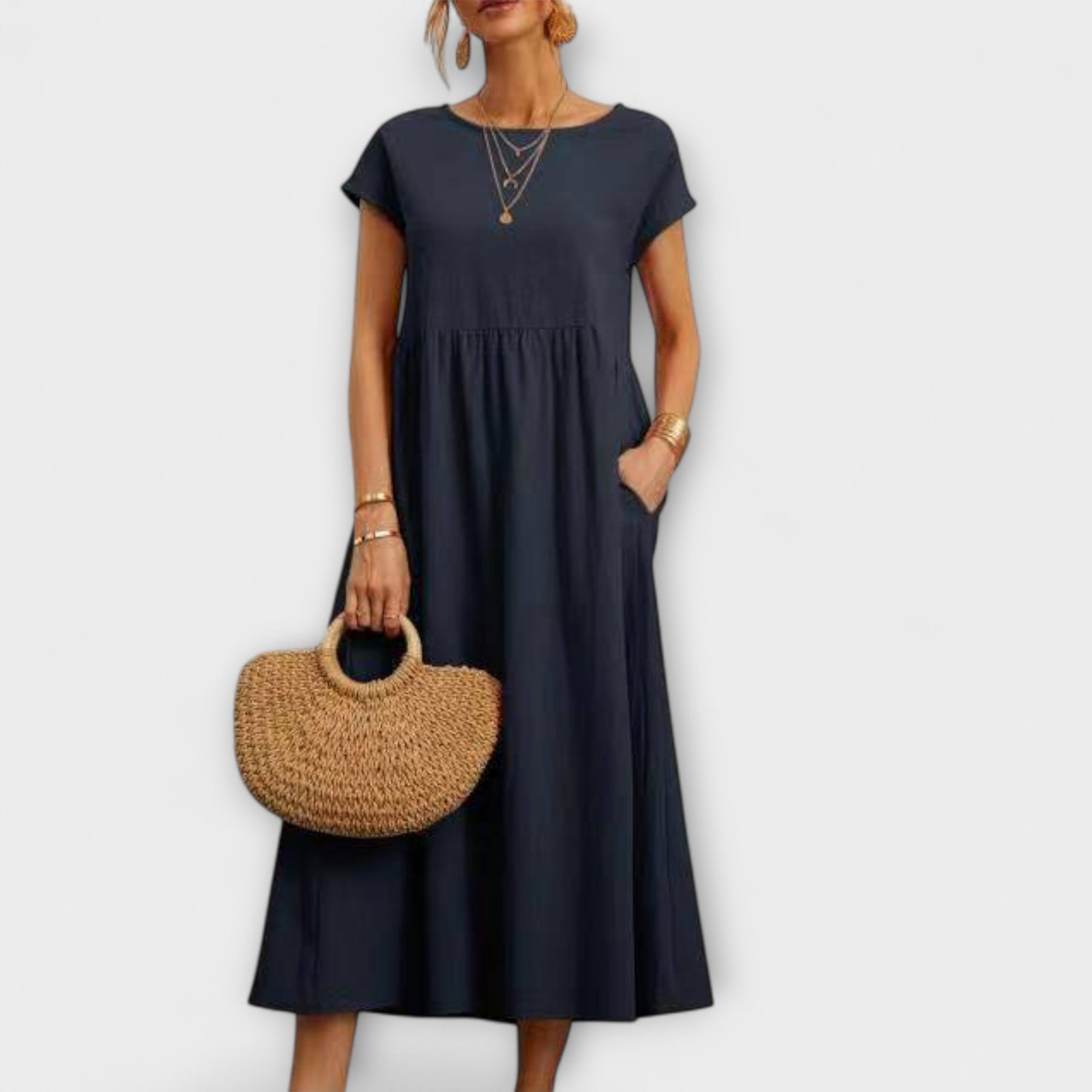 Élan Urbain™ | Robe Élégante à Encolure Ronde sans Manches pour Femmes