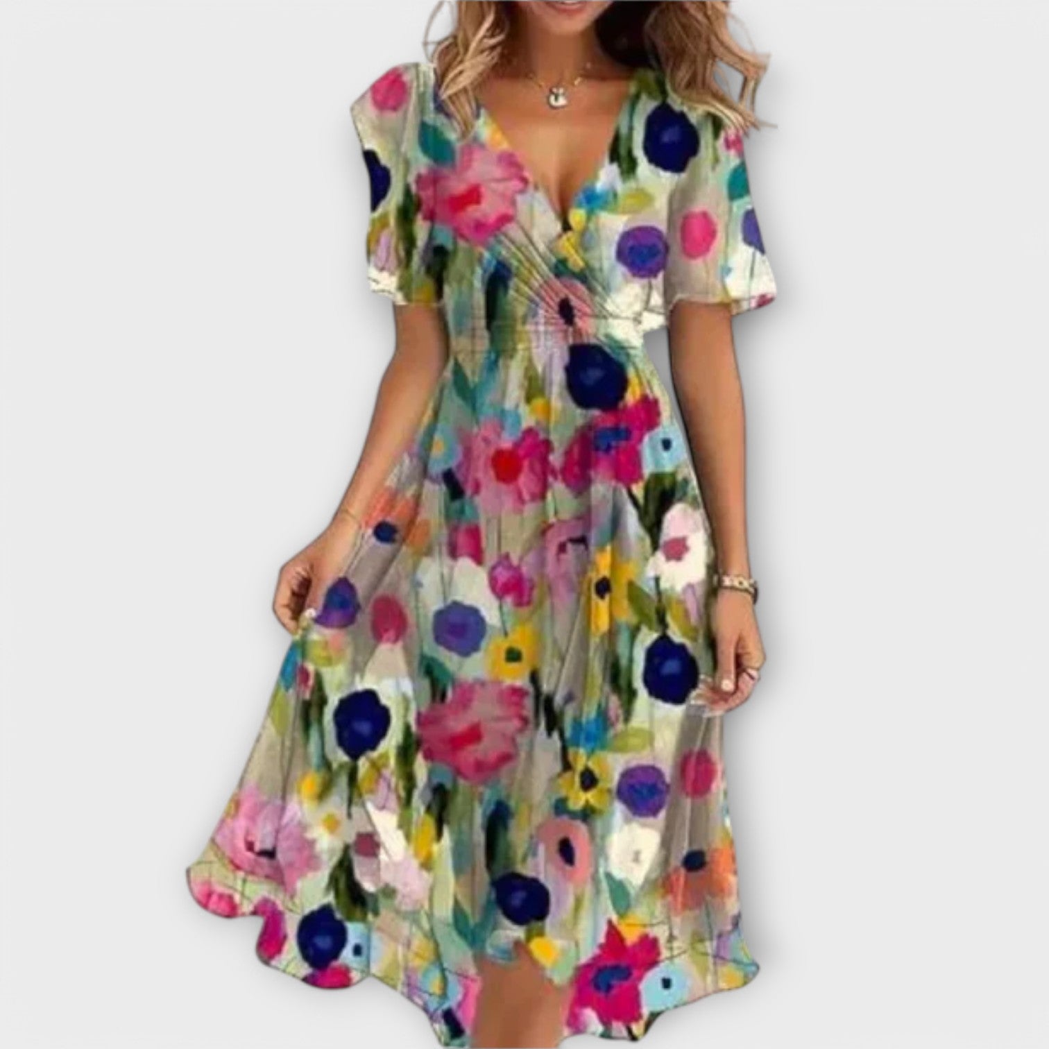 Élan Urbain™ | Robe Élégante à V-Ausschnitt pour Femmes