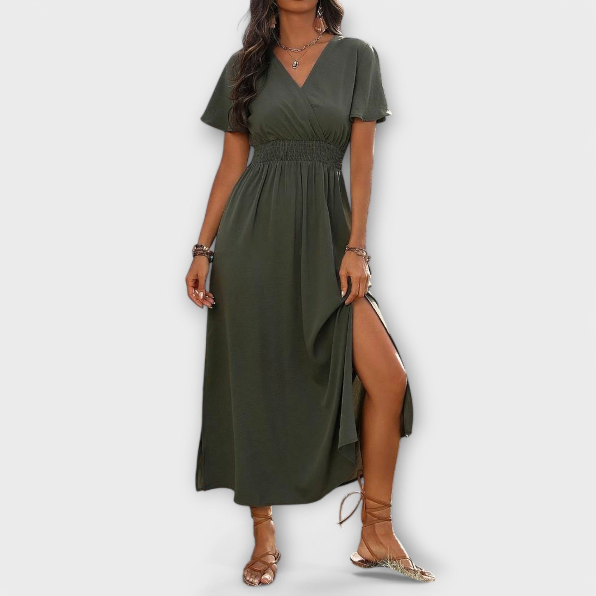 Élan Urbain™ | Robe Élégante en V avec Manches Longues pour Femmes