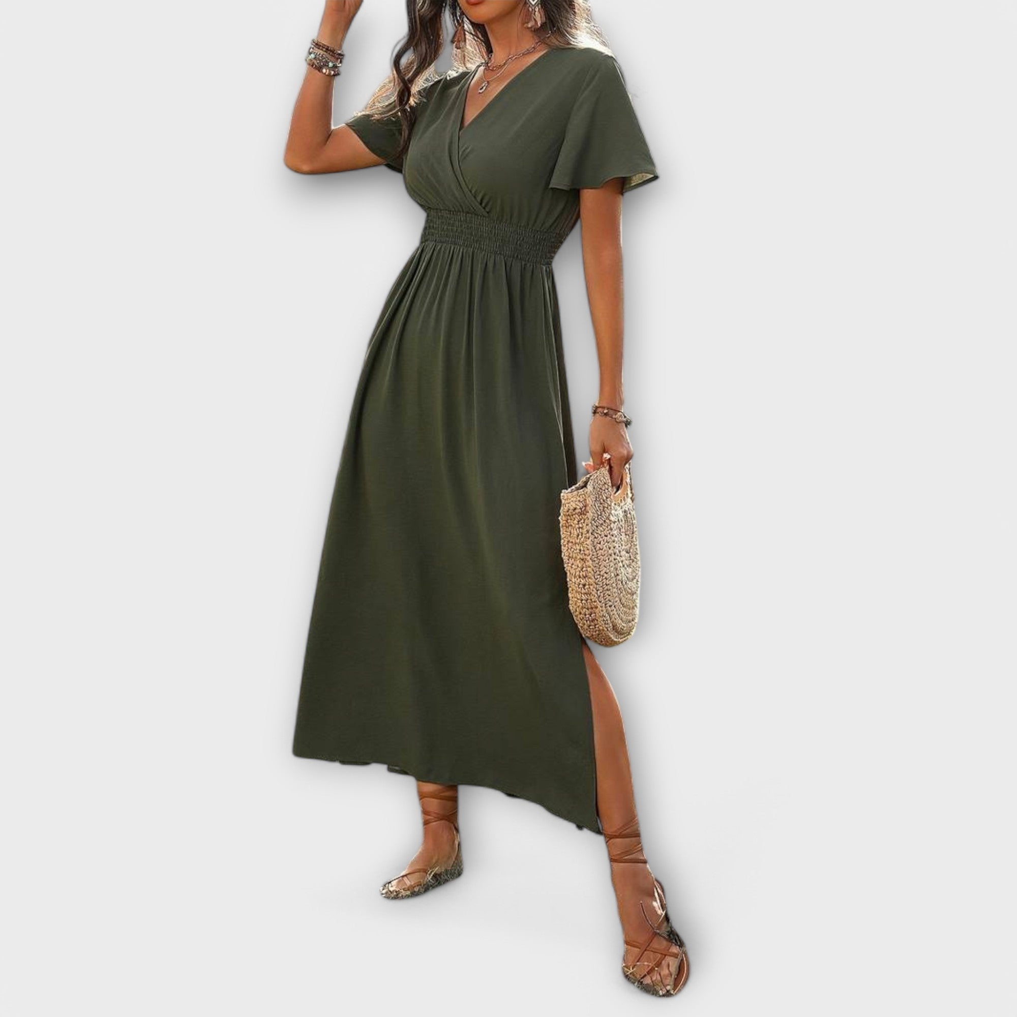 Élan Urbain™ | Robe Élégante en V avec Manches Longues pour Femmes