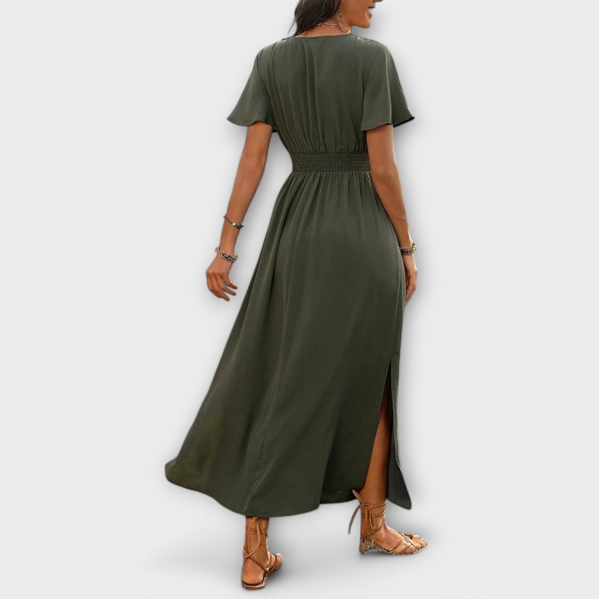 Élan Urbain™ | Robe Élégante en V avec Manches Longues pour Femmes
