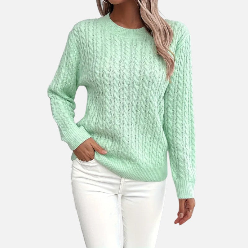 Élan Urbain™ | Pull à col rond et manches longues en maille torsadée pour femme