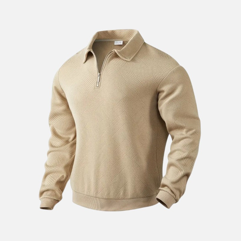 Élan Urbain™ | Sweat-shirt décontracté à col zippé et rayures pour homme