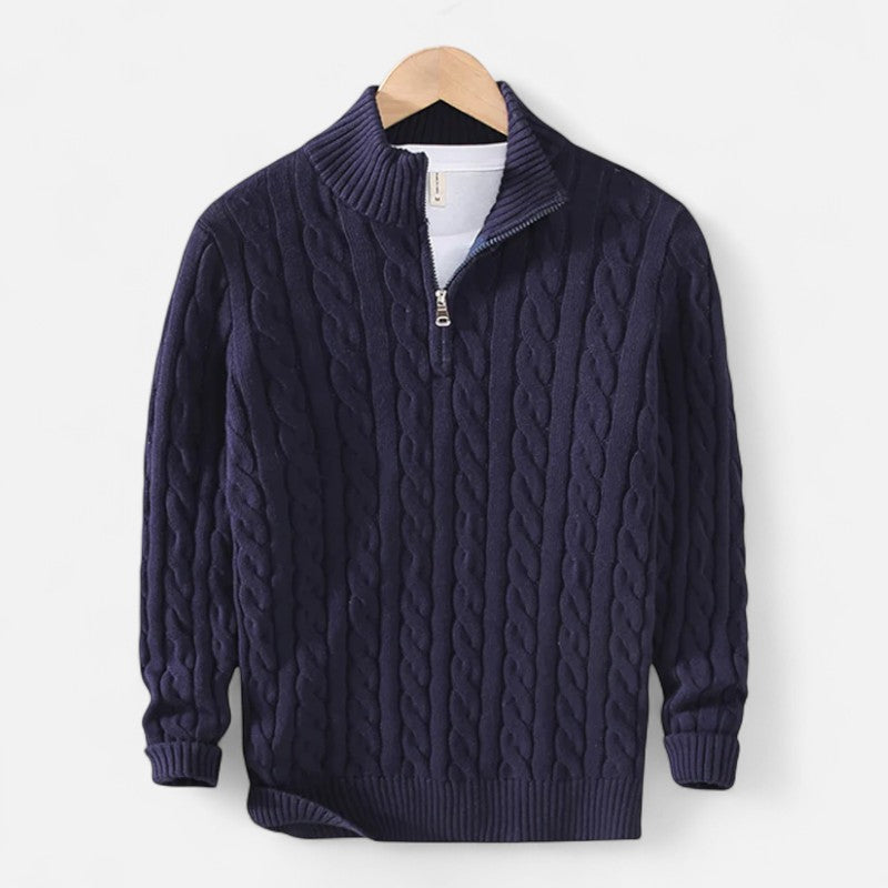 Élan Urbain™ | Pull à demi-zip en maille torsadée pour homme