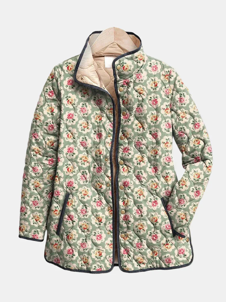 Élan Urbain™ | Veste Matelassée avec Imprimé Floral Vintage