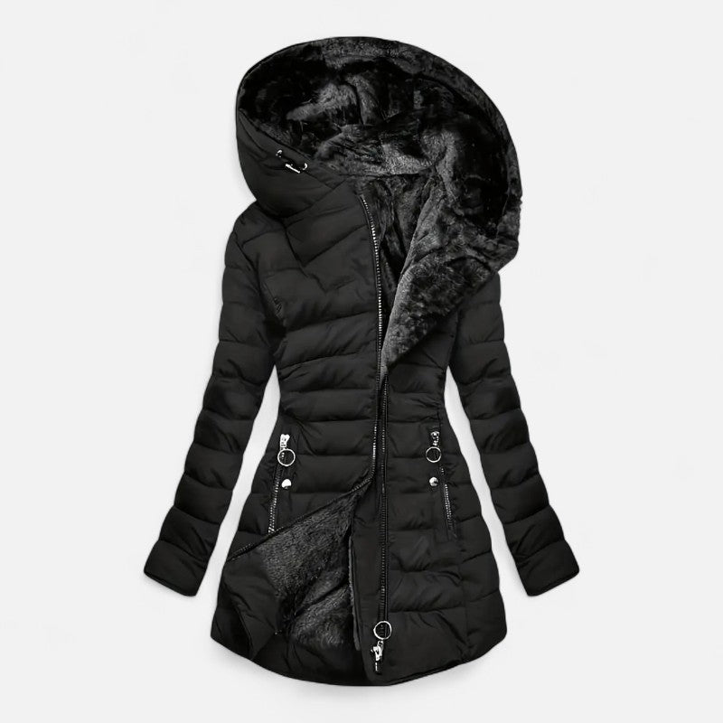 Élan Urbain™ | Doudoune à capuche zippée, doublée de fourrure synthétique pour femme
