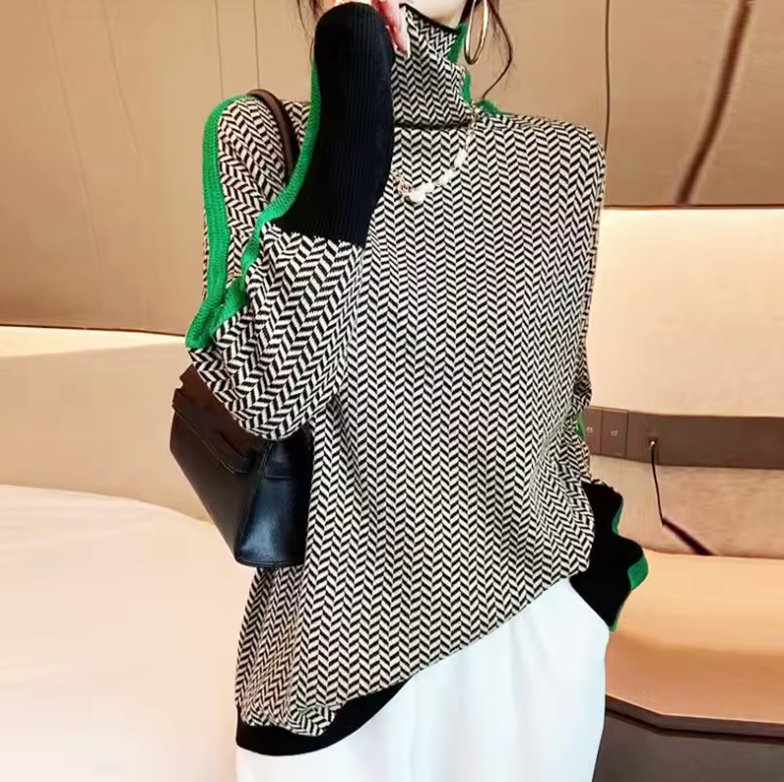 Élan Urbain™ | Col Roulé Luxe en Herringbone