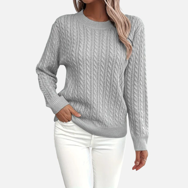 Élan Urbain™ | Pull à col rond et manches longues en maille torsadée pour femme