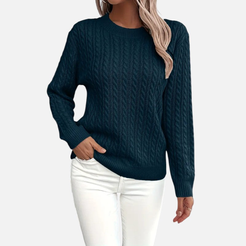 Élan Urbain™ | Pull à col rond et manches longues en maille torsadée pour femme