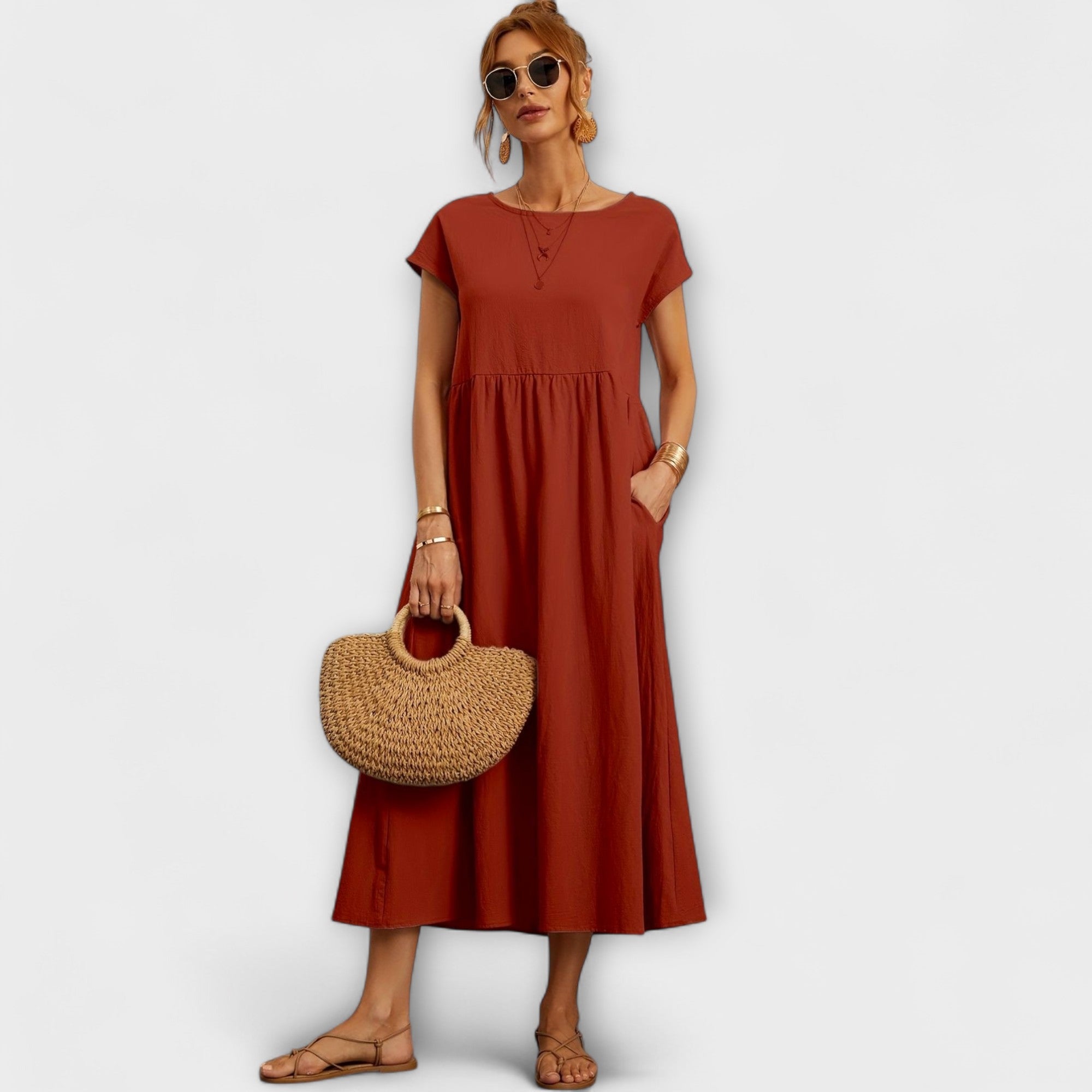 Élan Urbain™ | Robe Élégante à Encolure Ronde sans Manches pour Femmes