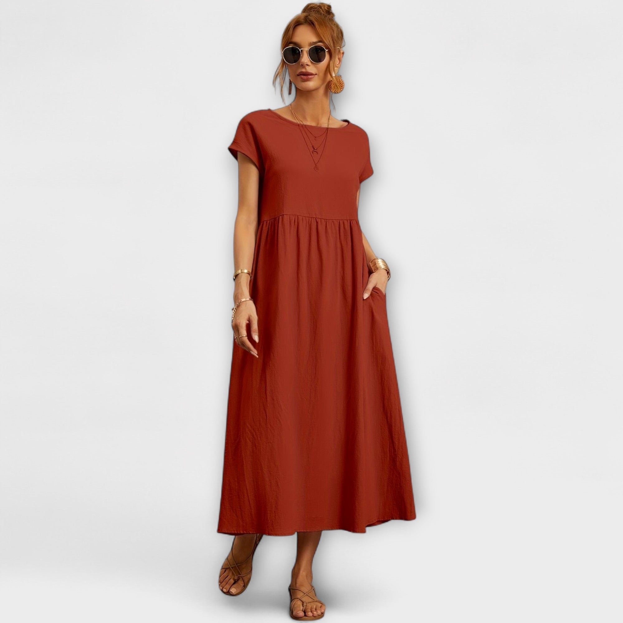 Élan Urbain™ | Robe Élégante à Encolure Ronde sans Manches pour Femmes