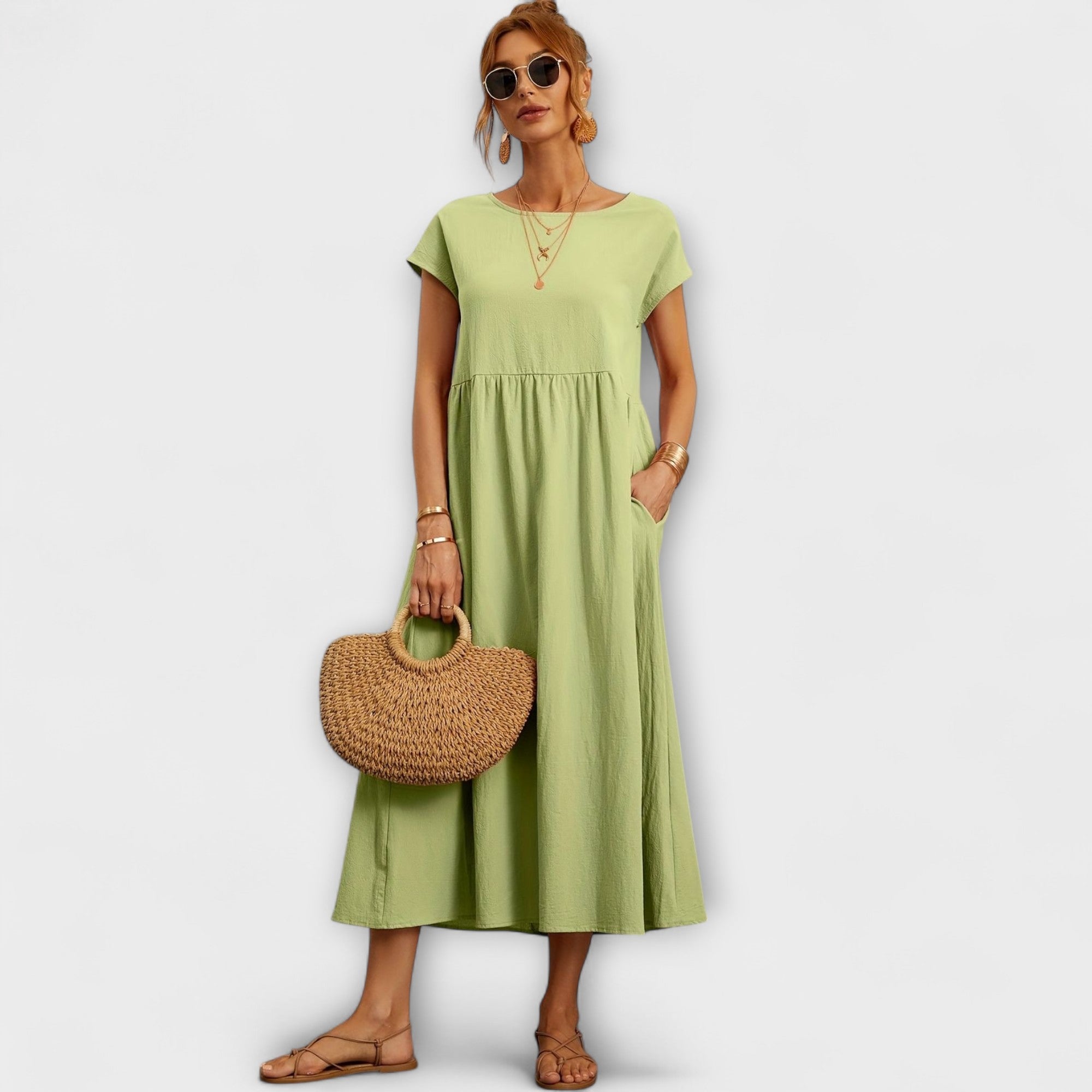 Élan Urbain™ | Robe Élégante à Encolure Ronde sans Manches pour Femmes