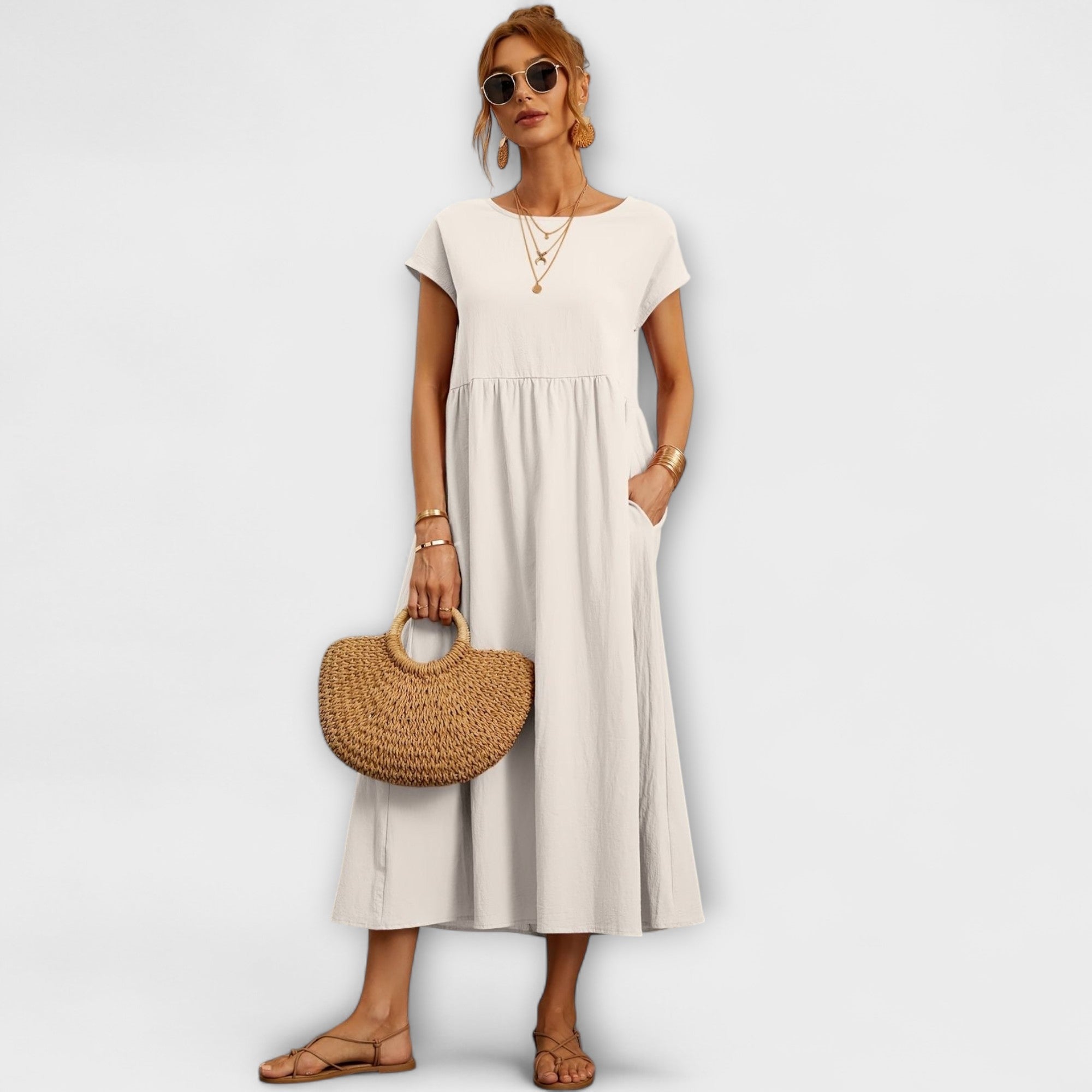 Élan Urbain™ | Robe Élégante à Encolure Ronde sans Manches pour Femmes