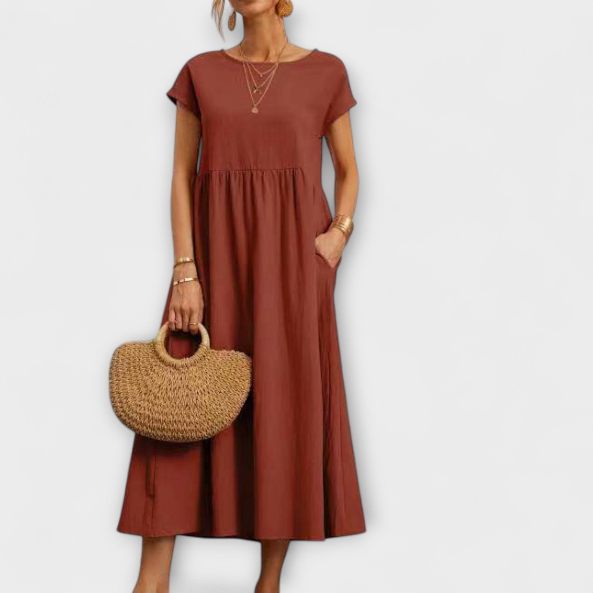 Élan Urbain™ | Robe Élégante à Encolure Ronde sans Manches pour Femmes