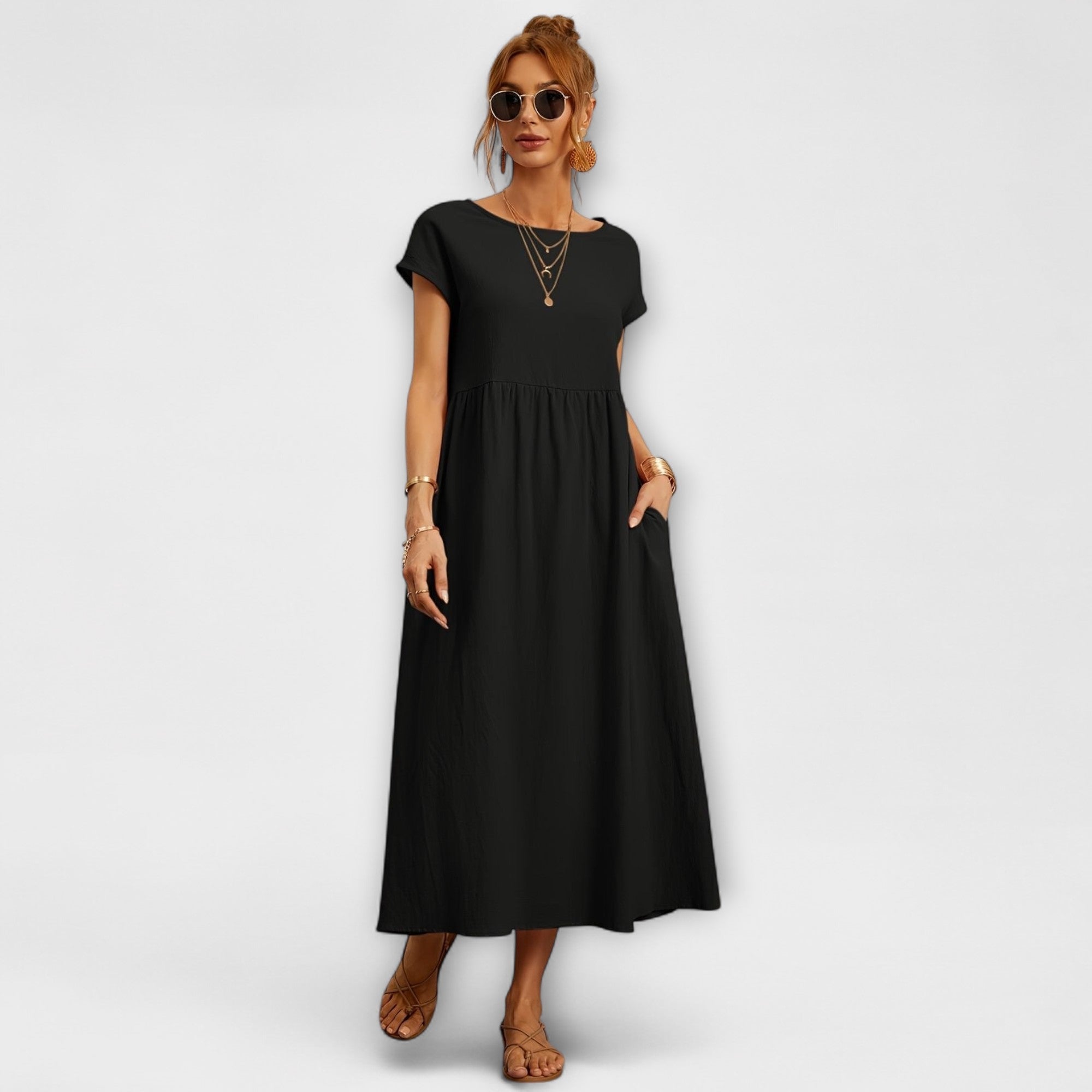 Élan Urbain™ | Robe Élégante à Encolure Ronde sans Manches pour Femmes