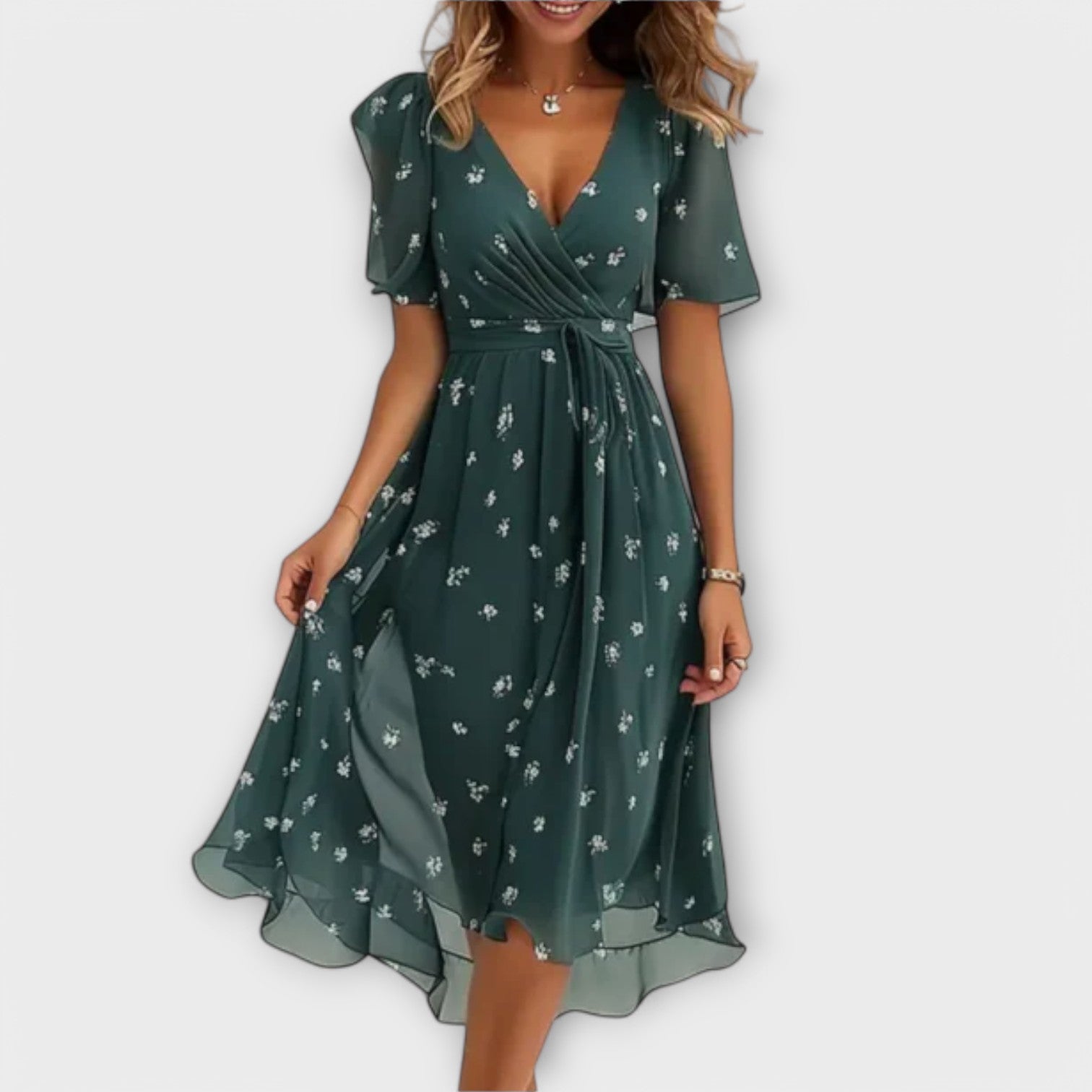 Élan Urbain™ | Robe Élégante à V-Ausschnitt pour Femmes
