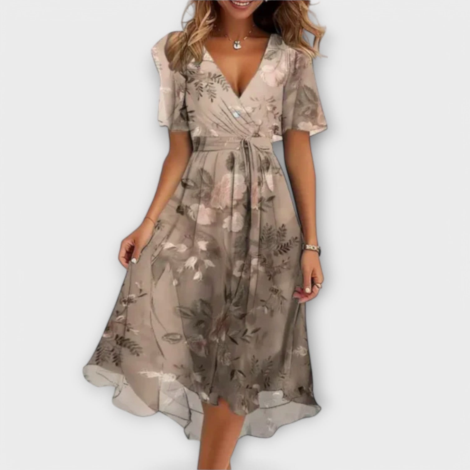 Élan Urbain™ | Robe Élégante à V-Ausschnitt pour Femmes