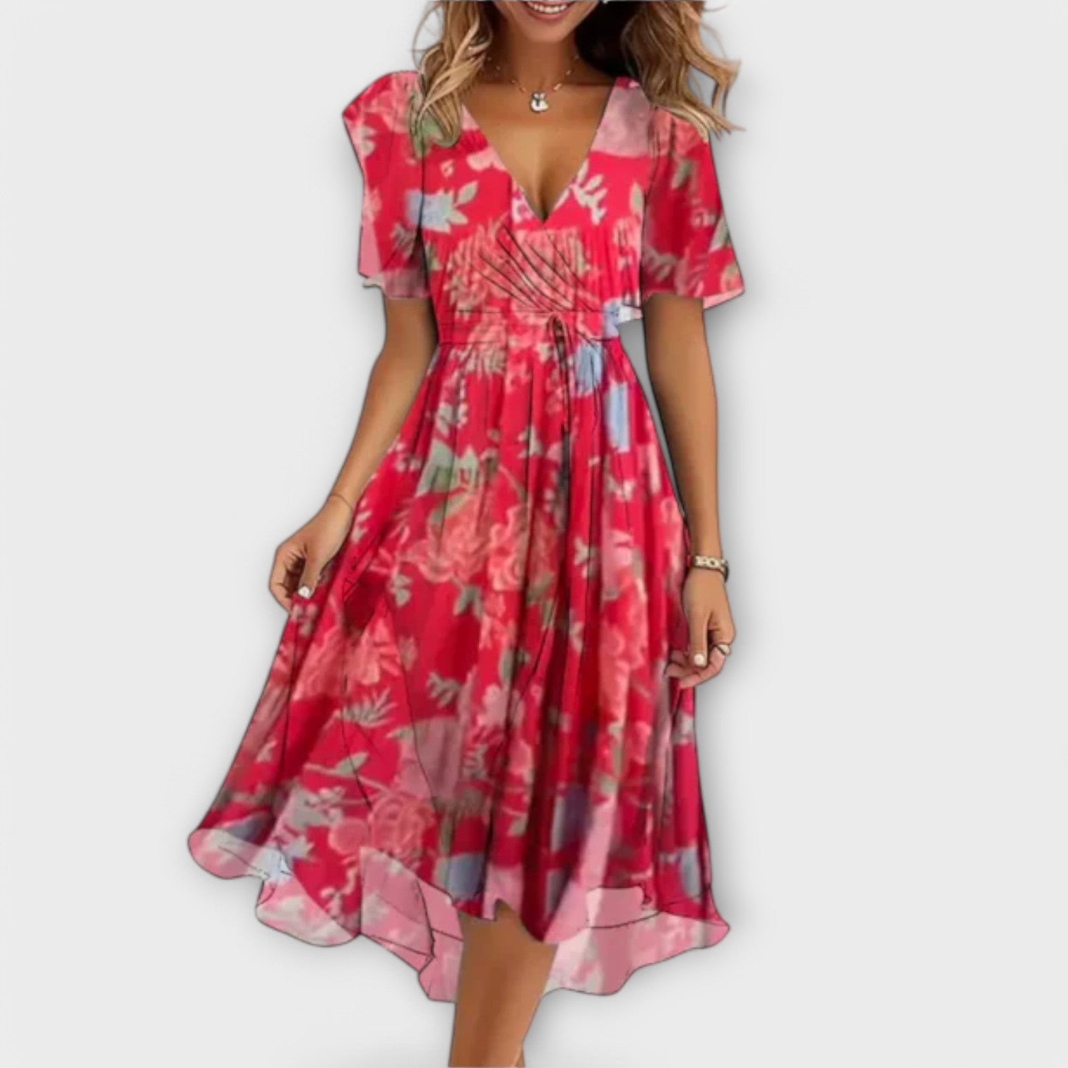 Élan Urbain™ | Robe Élégante à V-Ausschnitt pour Femmes