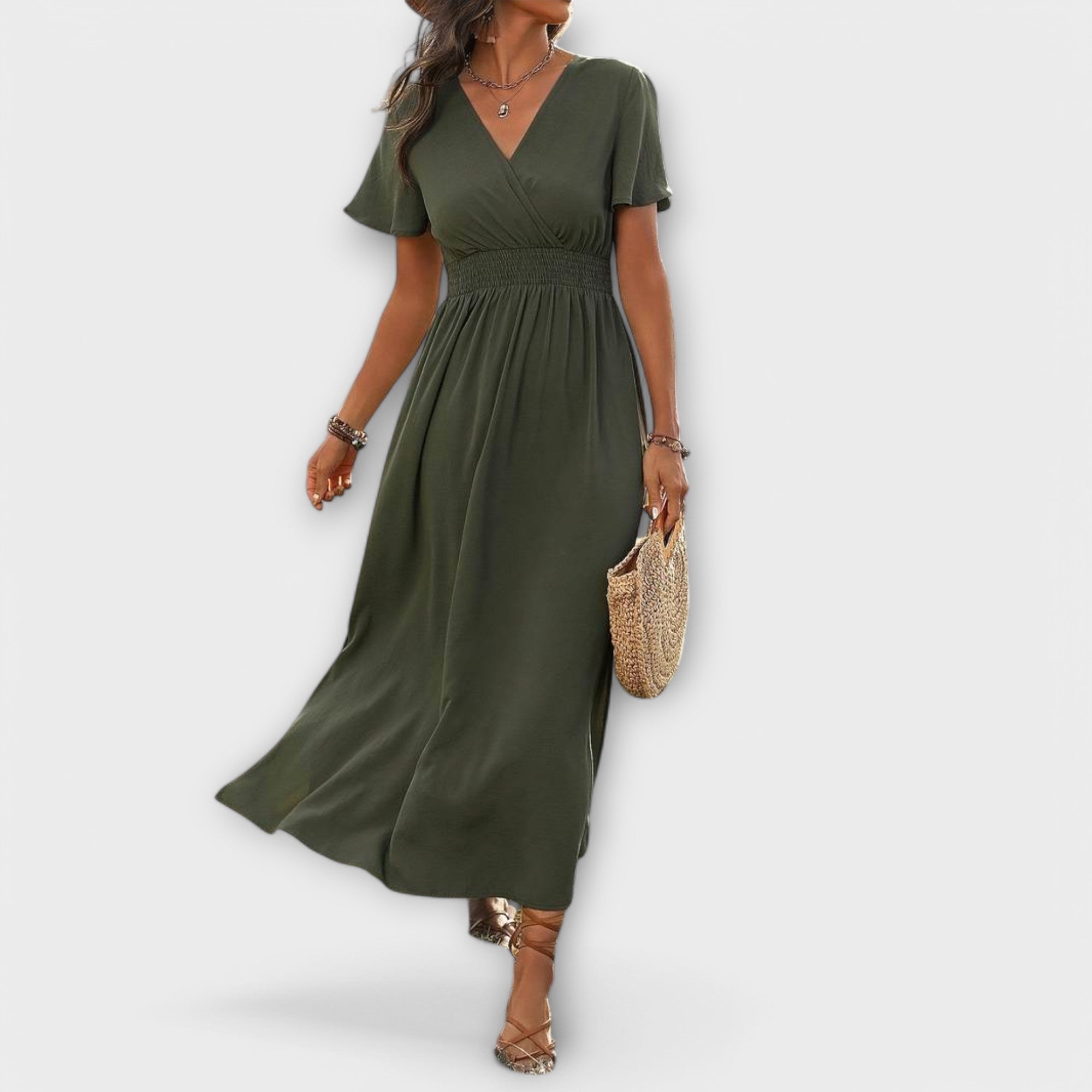 Élan Urbain™ | Robe Élégante en V avec Manches Longues pour Femmes