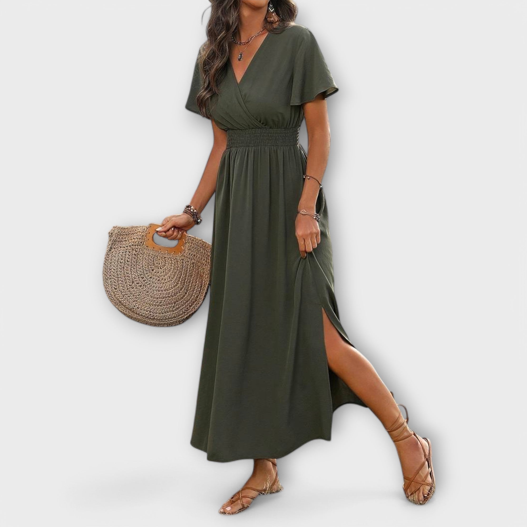 Élan Urbain™ | Robe Élégante en V avec Manches Longues pour Femmes
