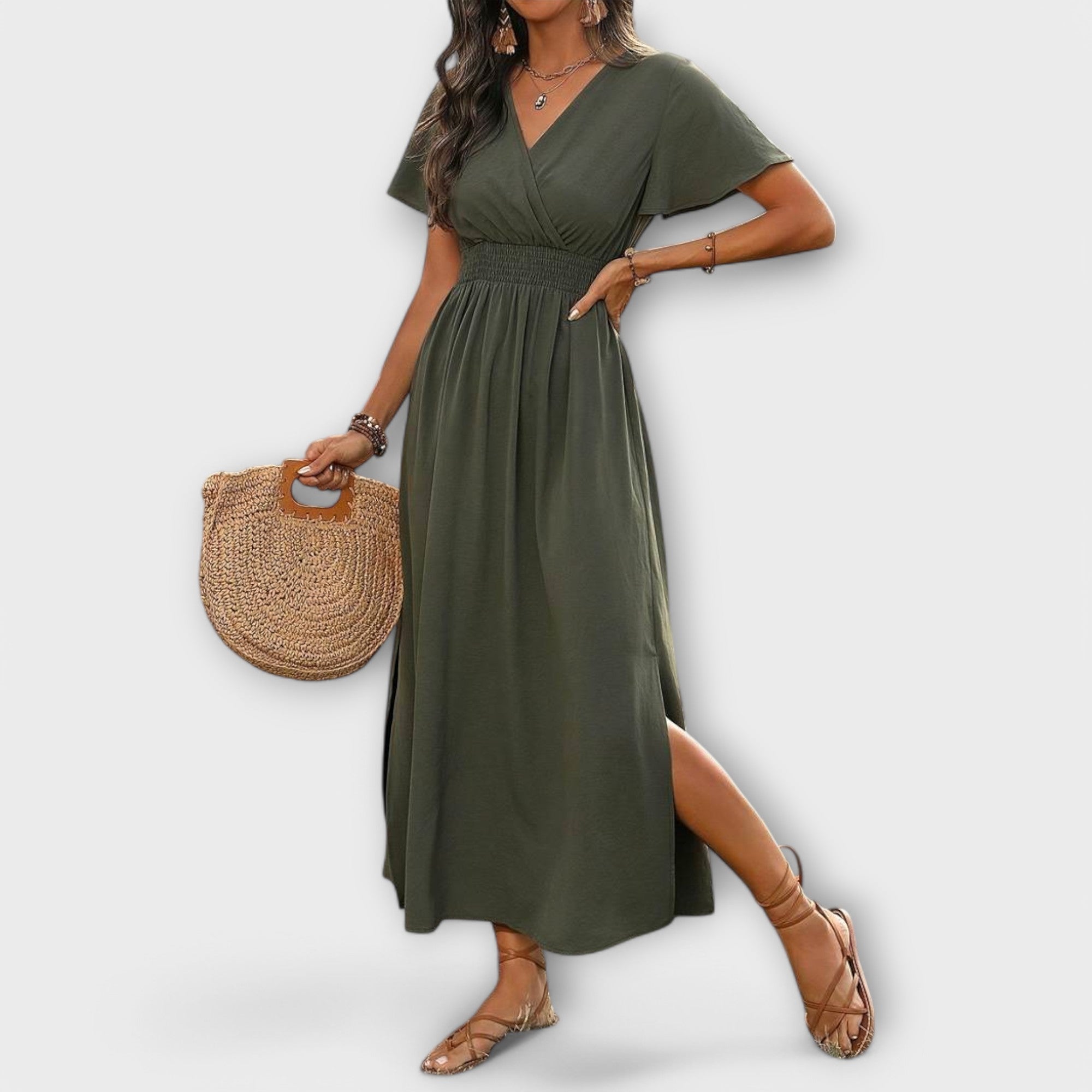 Élan Urbain™ | Robe Élégante en V avec Manches Longues pour Femmes