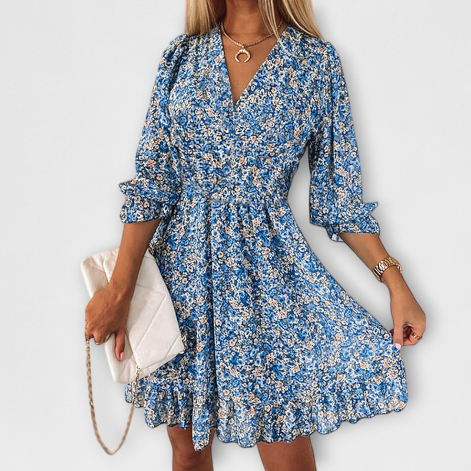 Élan Urbain™ | Robe Fleurie à Manches Bouffantes pour Femmes