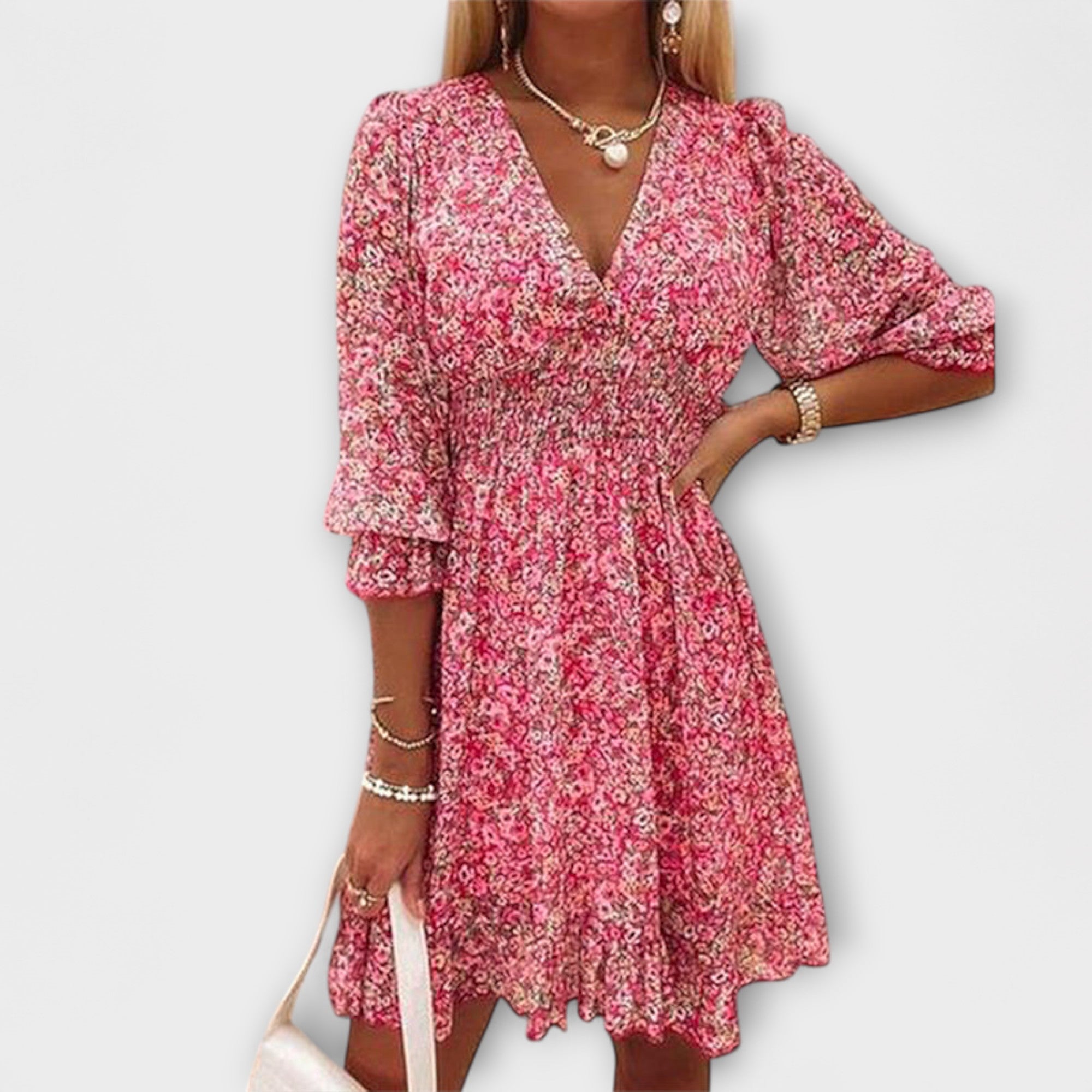 Élan Urbain™ | Robe Fleurie à Manches Bouffantes pour Femmes