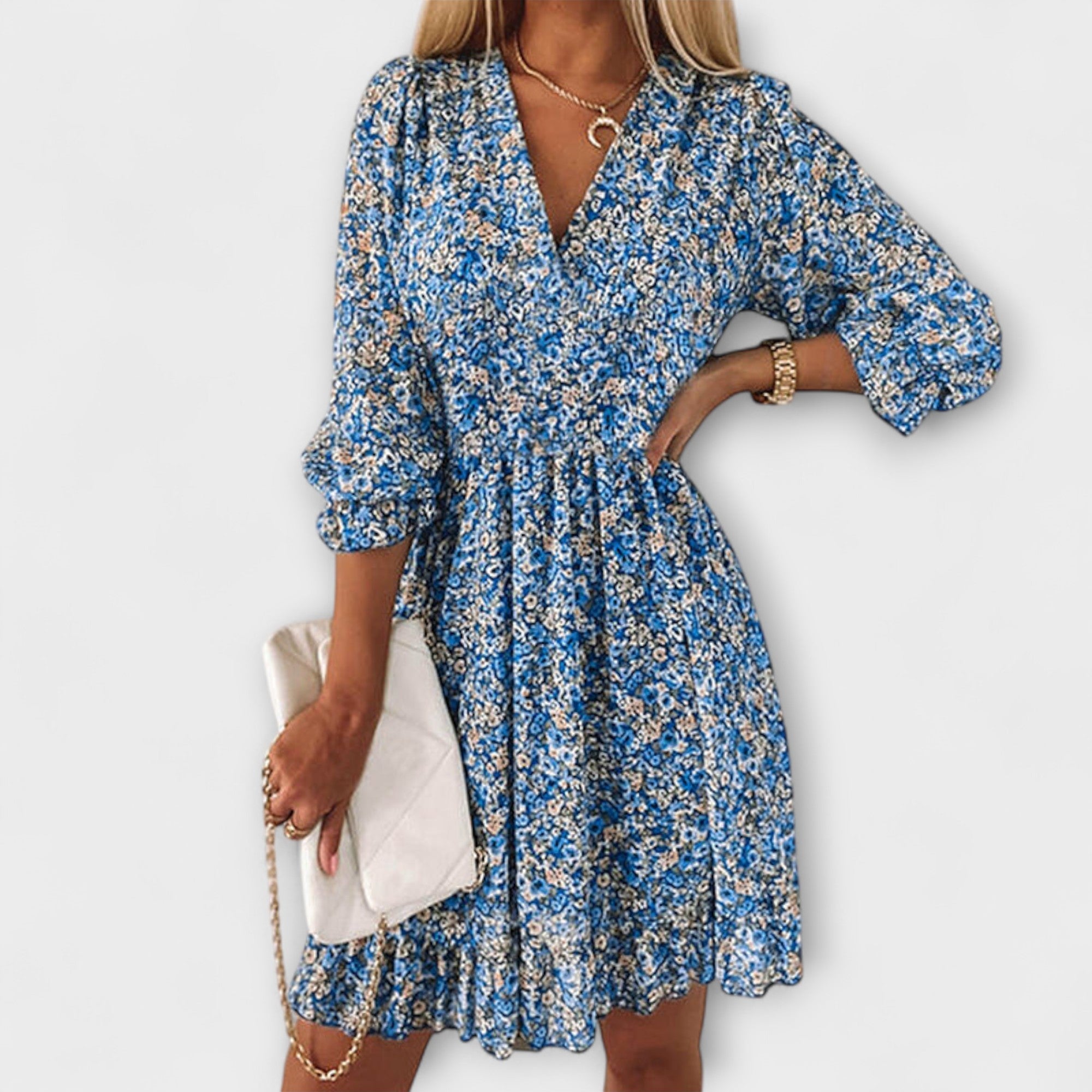 Élan Urbain™ | Robe Fleurie à Manches Bouffantes pour Femmes