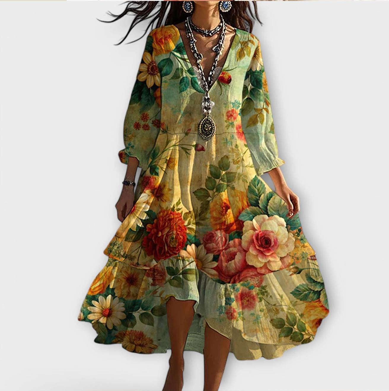 Élan Urbain™ | Robe Vintage Boho à Imprimé Floral pour Femmes